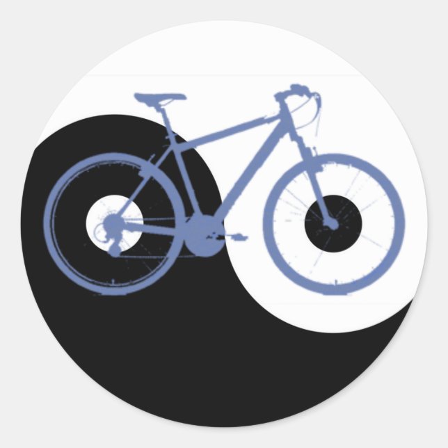 Yin Yang Blue Bicycle Runder Aufkleber (Vorderseite)