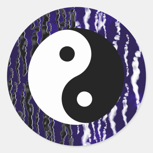 Yin Yang Blue Tranquility Zen Energy Chi Party Runder Aufkleber (Vorderseite)