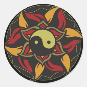 Yin Yang blühendes Lotus Runder Aufkleber