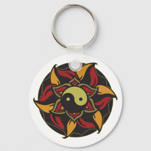 Yin Yang blühendes Lotus Schlüsselanhänger
