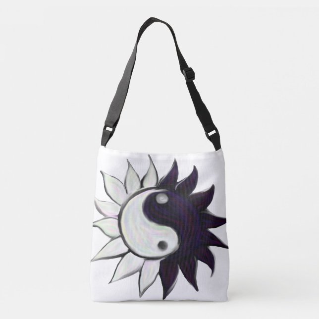 Yin-Yang Blumen-Schulter-Tasche Tragetaschen Mit Langen Trägern (Rückseite)