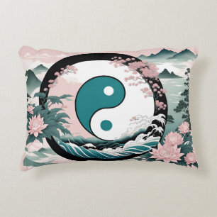 Yin Yang, Blumenrosa-Käfig Aquamarin Dekokissen