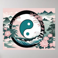 Yin Yang, Blumenrosa-Käfig Aquamarin