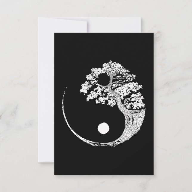 Yin Yang Bonsai Tree Japanischer Buddhist Zen Dankeskarte (Vorderseite)