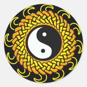 Yin Yang Braided Sun Runder Aufkleber