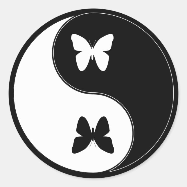 Yin Yang Butterfly Runder Aufkleber (Vorderseite)