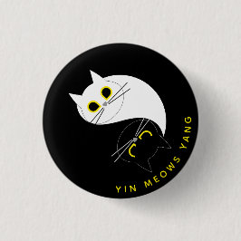 Yin Yang Cat Abzeichen - Zen & Sass Black & White Button