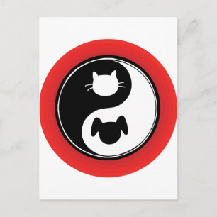 Yin Yang Cat Dog Postkarte