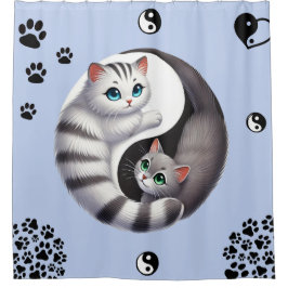 Yin Yang Cat Paws Duschvorhang