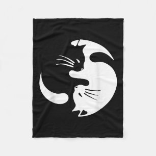 Yin Yang Cat Symbol Niedlich Schwarz-Weiß-Katze Fleecedecke