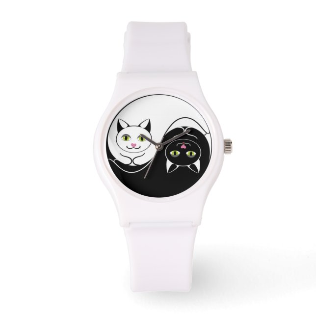 Yin Yang Cats Armbanduhr (Vorderseite)