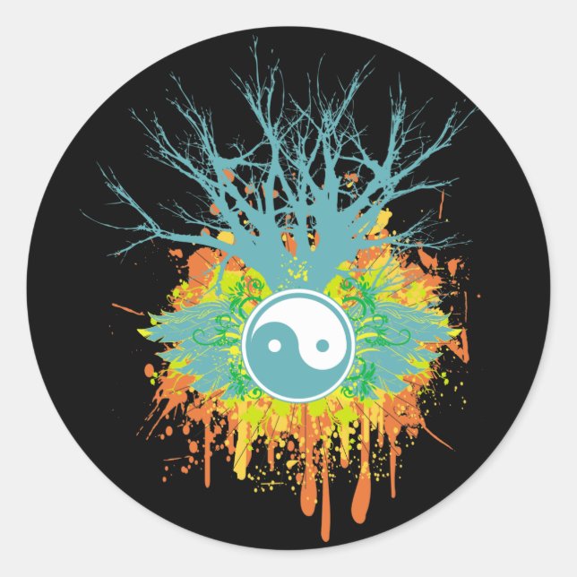 Yin Yang Chaos Runder Aufkleber (Vorderseite)