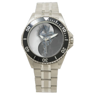 Yin Yang Chinese Dragon Stainless Steeel Watch Armbanduhr