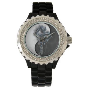 Yin Yang chinesische Drache-diamante de Armbanduhr
