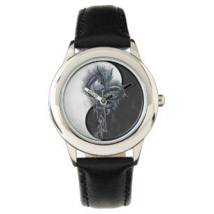Yin Yang Chinesischer Drache Kinder anpassbare Uhr
