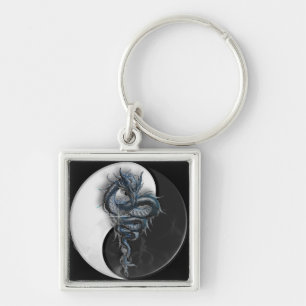 Yin Yang chinesisches Drache-Quadrat-Schlüsselrin Schlüsselanhänger