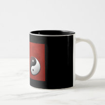 Yin Yang chinesisches Symbol auf rotem Hintergrund