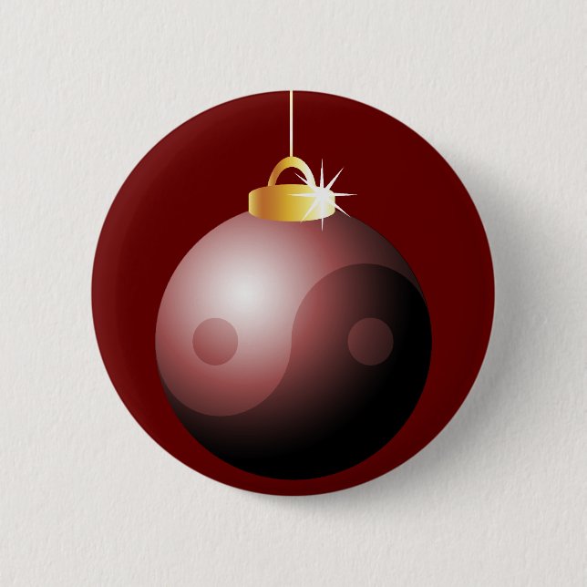 Yin Yang Christmas Ball in Red Button (Vorderseite)