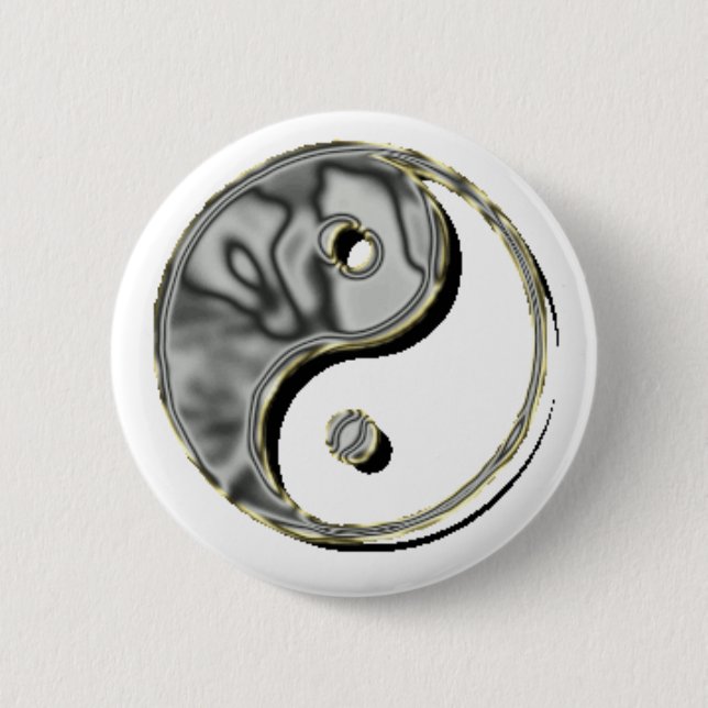 Yin Yang Chrom Button (Vorderseite)