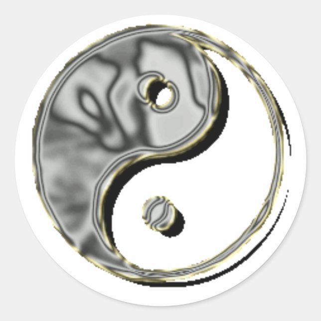 Yin Yang Chrome Runder Aufkleber (Vorderseite)