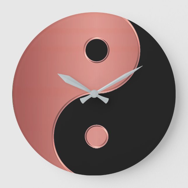 Yin Yang Clock in Kupfer oder Clay und Black Große Wanduhr (Vorderseite)