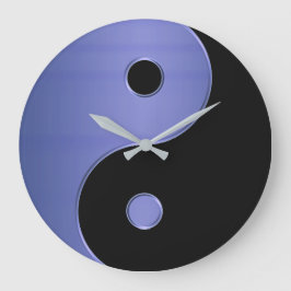 Yin Yang Clock in Light Blue Silver und Black Große Wanduhr