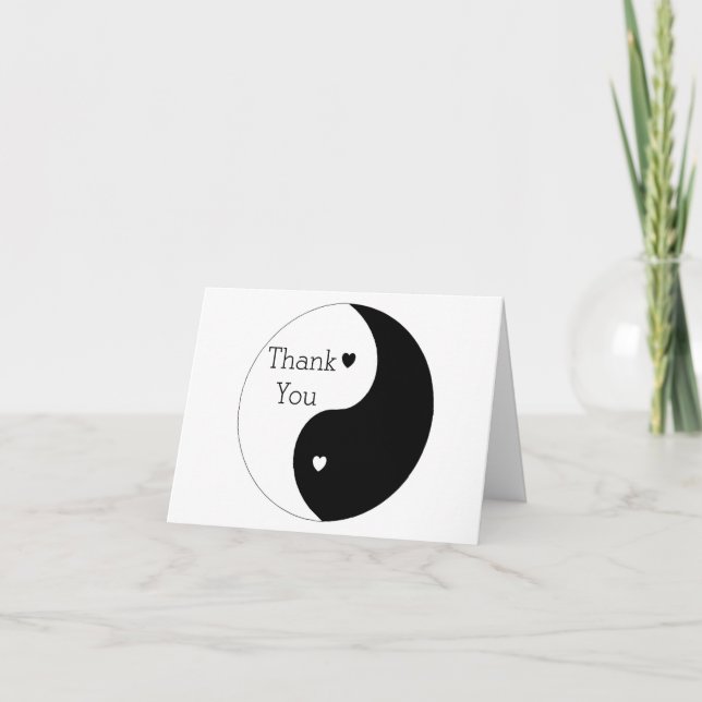 Yin Yang Coeurs Noirs Et Blancs Mariage Merci (Devant)