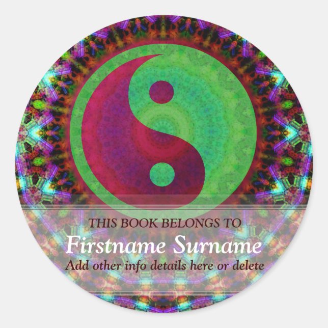 Yin Yang Colorama Buchzeichen Sticker (Vorderseite)