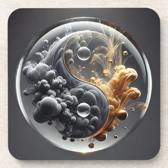 Yin Yang Concept with Fluid Patterns Getränkeuntersetzer (Vorderseite)