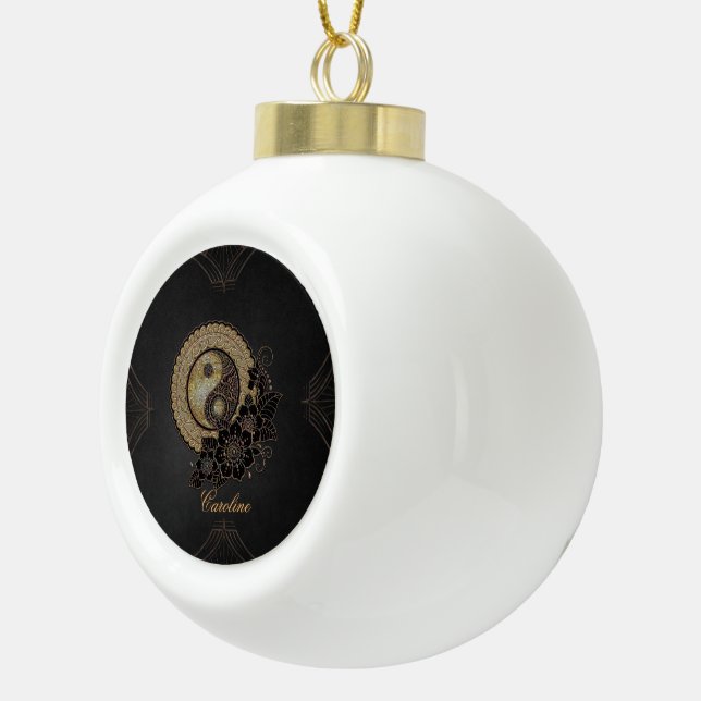 Yin Yang das Symbol für Balance Keramik Kugel-Ornament (Rechts)