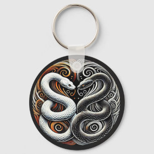 Yin Yang-Design mit zwei Schlangen Schlüsselanhänger