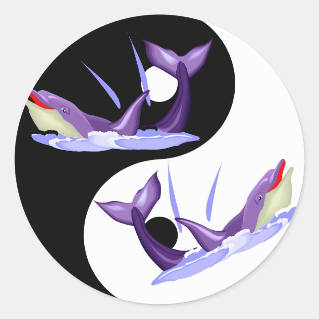 Yin Yang Dolphins Runder Aufkleber (Vorderseite)