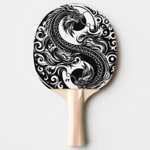 Yin Yang-Drache in Schwarzweiß personalisiert Tischtennis Schläger