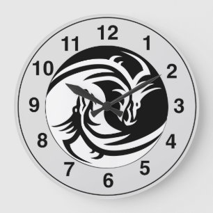 Yin Yang Drache-Stammes- Große Wanduhr
