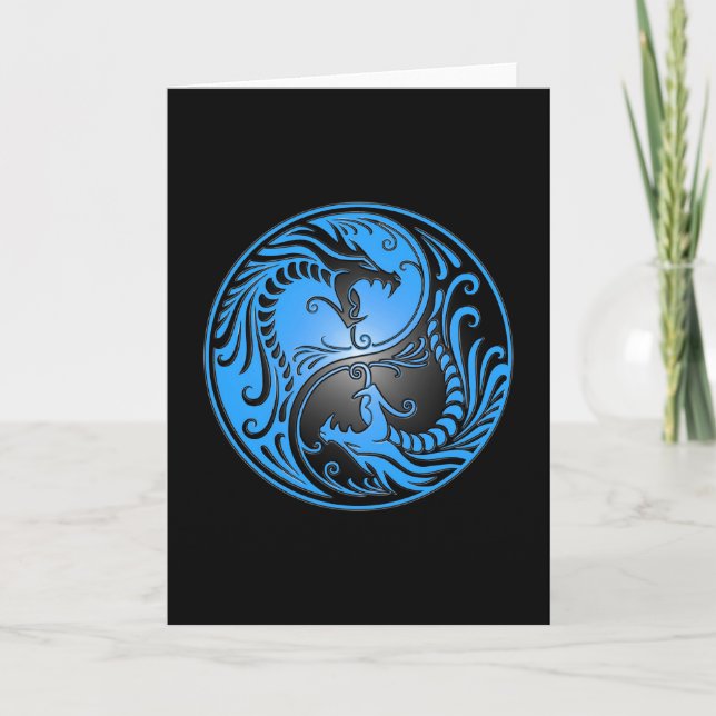 Yin Yang Drachen, Blau und Schwarzes Karte (Vorderseite)