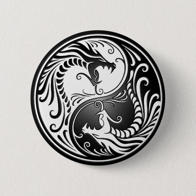 Yin Yang Drachen Button (Vorderseite)