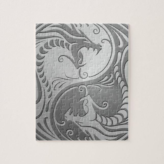 Yin Yang Drachen, Edelstahl (Vertikal)