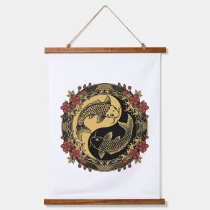 Yin Yang Drachen Grafik T-Shirt Wandteppich Mit Holzrahmen