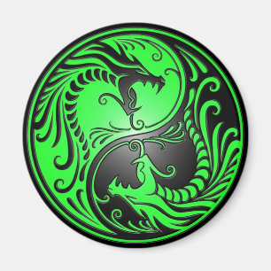 Yin Yang Drachen, Grün und Schwarzes Magnet