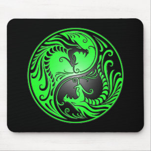 Yin Yang Drachen, Grün und Schwarzes Mousepad