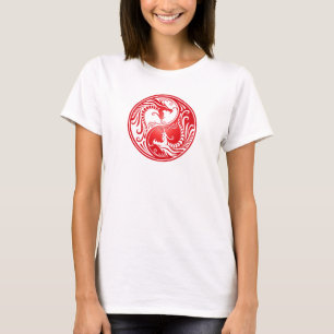 Yin Yang Drachen, rot T-Shirt