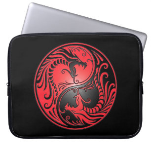 Yin Yang Drachen, Rot und Schwarzes Laptopschutzhülle