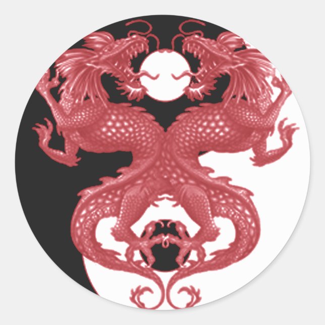 Yin Yang Dragon 3 Runder Aufkleber (Vorderseite)