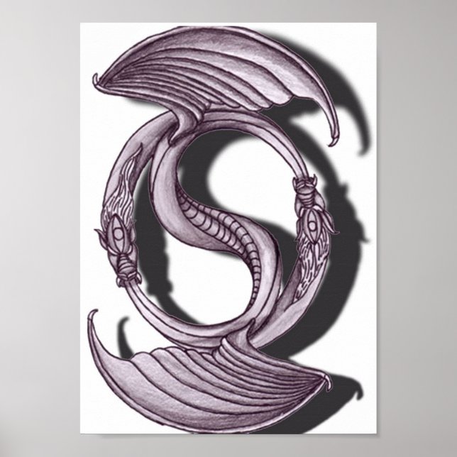 Yin Yang Dragon Bleistift Poster (Vorne)