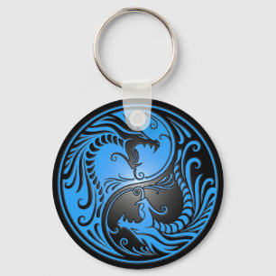 Yin Yang Dragons, blue and black Schlüsselanhänger
