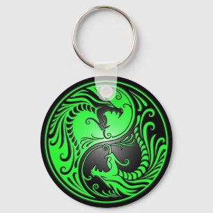 Yin Yang Dragons, grün und schwarz Schlüsselanhänger