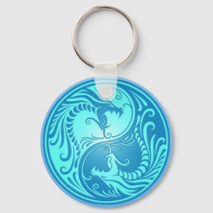 Yin Yang Dragons, hell blau Schlüsselanhänger