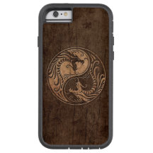 Yin Yang Dragons mit Holzkörneffekt