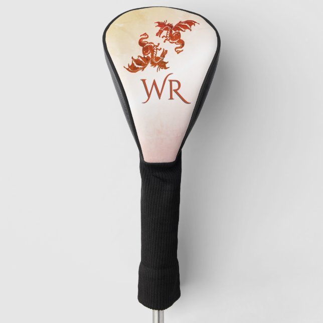Yin Yang Dragons Mit Monogramm Golf Headcover (Vorderseite)