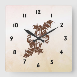 Yin Yang Dragons Quadratische Wanduhr